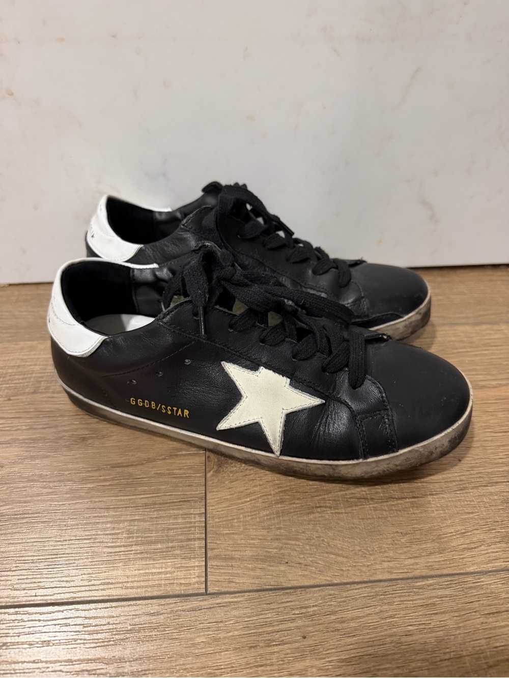Golden Goose super star Black and white LeatherSneakers ,distressed size 38